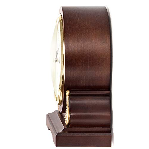 TXL Mantel Clock 8.3" Silent Decorative Wood Desk Clock Battery Operated, Dark Wooden Design for Living Room Office Kitchen Shelf & Home Décor Gift, T10392