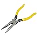 Klein Tools D203-8NCR Long Nose Side-Cutter Strip/Crimp Pliers, Induction Hardened and Heavier For Increased Cutting Power, 8-Inch