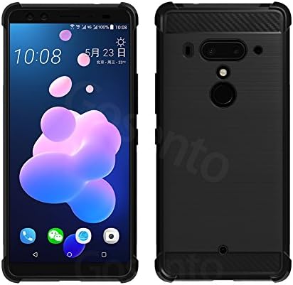 Gosento HTC U12 Plus Case, Shock Absorption Cover Soft TPU Anti Scratch Carbon Fiber Design Back Case for HTC U12+ (Black)