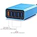 Lumsing Quick Charge 2.0 40W Multi-Port USB Desktop Charging Station Dock with Smart IC Technology, 1 Port QC2.0 + 4 Port with Smart IC Technology, 5 Port USB Desktop Charger for SmartPhones Blue