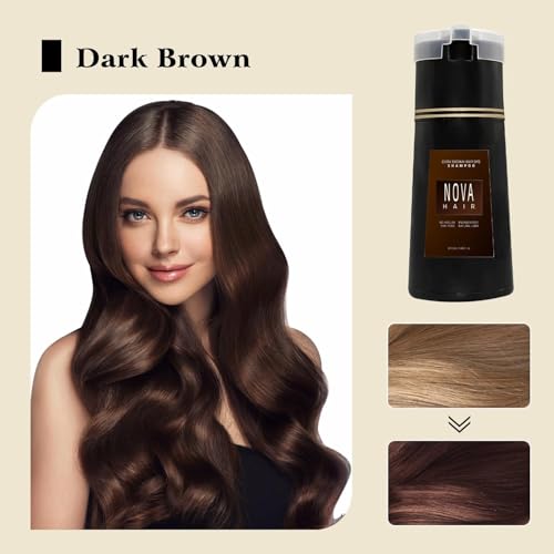 LBOYLOVE Hair Dye Shampoo 3 in 1 for Nova Hair Instant Dye, Hair Color for Gray Coverage, Long Lasting Color for Women & Men (Dark Brown)