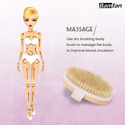 Bath Brush for Dry Skin Body Exfoliator Brushing - with Wood Long Handle and Anti-Slip Rubber for Shower - Thumbnail 2
