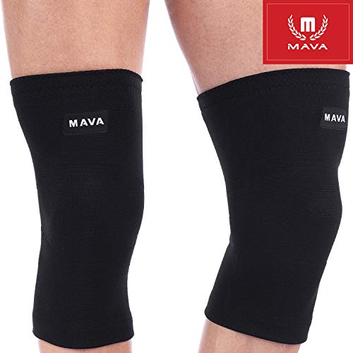 Mava Sports Knee Compression Sleeve Support (All Black, Medium)