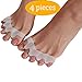 Silky Soft Gel Toe Separators/ Toe Spacers to Correct Toes/ Gentle Hammer Toe Straightener /Bunion Corrector and Foot Pain Relief/ Flexible Durable Toe Spreader for Yoga Foot Alignment (4 Pcs