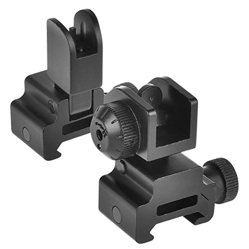 CVLIFE Flip Up Backup Iron Battle Sights Dual Apertures Rear Front Sight for Rifle Rails