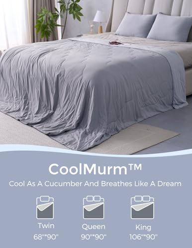 Momcozy Life CoolMurm Cooling Comforter for Hot Sleepers, King/Cali King 106"x90" Pregnancy Cooling Blanket, All-Season Lightweight Soft Breathable Cooling Quilt Duvet, Cool All Night, Deep Light Grey