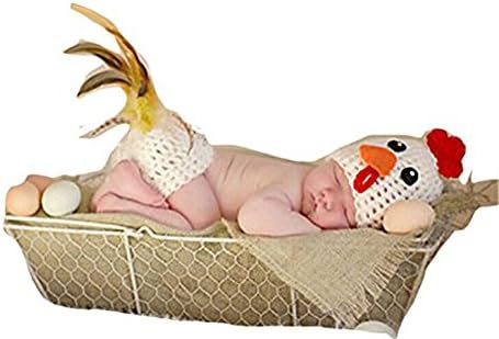 MSFS Newborn Baby Crochet Knitted Photo Photography Props Chick Handmade Unisex Baby Hat Diaper Outfit (chick)