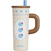 ZZT 26 oz Insulated Tumbler with Telescopic Straw and Dust Lid, Cute Animal And Sea Shell Stainless Steel School Travel Working With Dust Cap,Great Gifts for Women & Girls (Sea Shell)