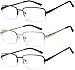 Reading Glasses Set of 3 Half Rim Metal Glasses for Reading Quality Spring Hinge Readers Men and Women