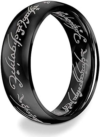 Anyasun Titanuim Steel Rings Printed with Lord of Rings Wedding Band Rings for Women Men