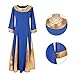 Girl Praise Dance Circle Dress Christian Bell Long Sleeves Liturgical Loose Costume Baptism Holy Communion Party Assumption Day Dresses Kids Junior National Day of Prayer Royal Blue+Gold 7-8 Years