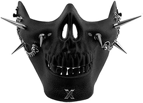 SKull Half Face Mask Spike Studded Punk Biker Masque Unisex