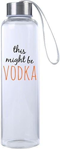 Mad 2 Order Inspirational Fitness Water Bottle, Workout Glass Bottle, BPA Free, Glass, Laugh Everywhere With This 20 oz. Trendy Water Bottle! (This might be VODKA Orange)