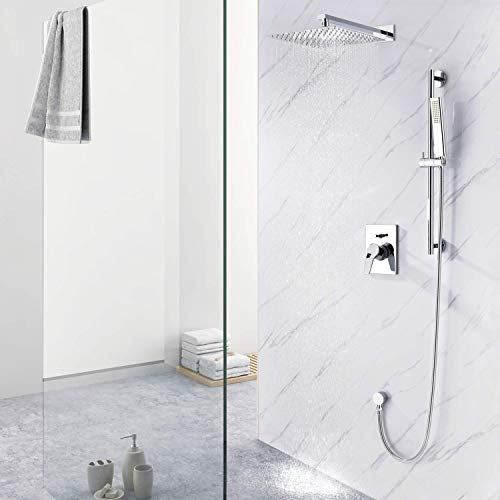 IRIBER Shower System with 12 Inch Rain Shower Head, Handheld Shower head, Shower Faucet Mixer Valve, Adjustable Height Slide Bar, Bathroom luxury Shower Set Combo Wall Mount Chrome Finish - Thumbnail 6