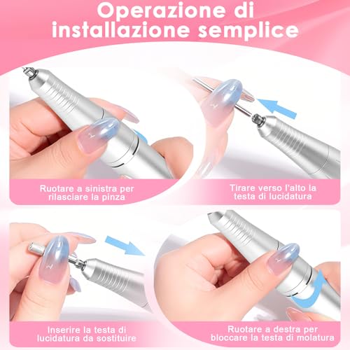 Professional Nail Drill 45000RPM Electric Nail File with Smart LED and Pedals Mode Manicure and Pedicure Kit Electric Drill for Nail Gel, for Studio Beauticians Home Gifts