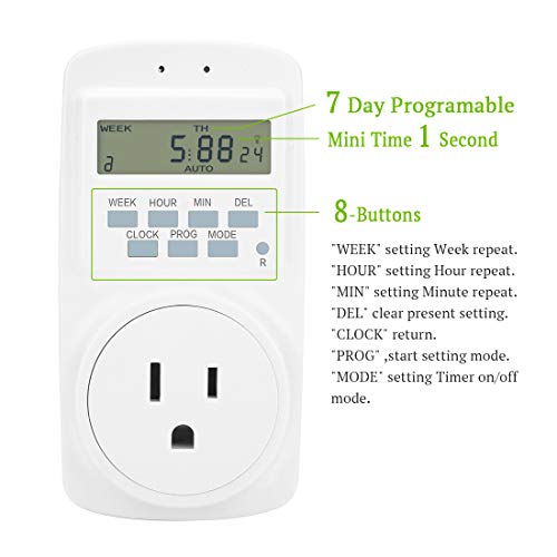 Outlet Timer, Digital Programmable Timer,7 Day Weekly Heavy Duty Smart