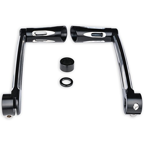 TUINCYN Motorcycle CNC Deep Cut Heel Toe Levers with Front Rear Shift Levers Shifter Pegs Black Chrome for Harley Touring FLT FLH 1997-2017