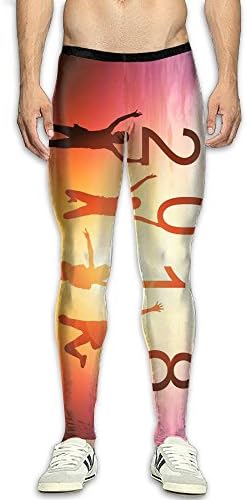 DOPPYENG Mens Compression Pants Base Layer Running, Cycling, Sports, Training, Weightlifting Tights Happy New Year 2018 3D Print Fitness Sports Tight Leggings