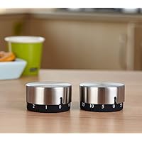 zizwe Kitchen Timer Countdown Counter with Alarm Sound Magnetic Counter Stainless Steel Mechanical Alarm Clock Home Office Classroom Games Baking Cooking Steaming Manual Timer 2 Pack (10 Min+60 Min)