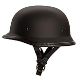 Low Profile Novelty German Half Chopper Helmet Skull Cap Matte Black (L)