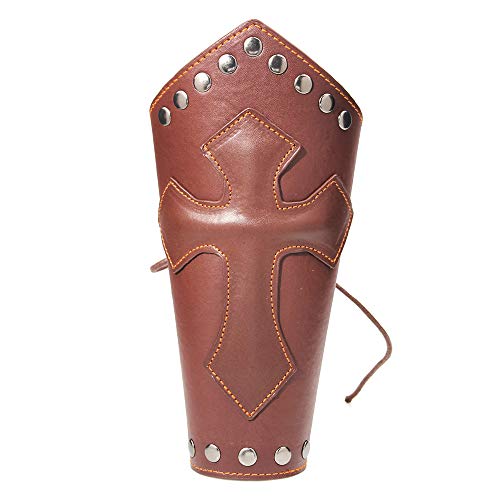 VolksRose Leather Archery Arm Guard, Adjustable Hunting Shooting Arm Guard, Bracers Leather Arm Armor Guard Medieval Rivet Style Armor Costume Traditional Archery Protective Gear, 1 Piece #19