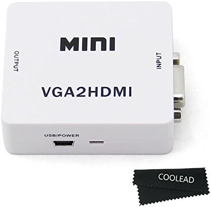 COOLEAD-Video VGA Audio to HDMI 1080P Converter Box Adapter White with 3.5mm audio for HDTV 1080P with USB Power: Great for Pcs, Laptops, Projectors, Computers, TVs, etc.