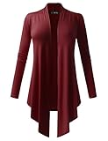ALL FOR YOU Women's Soft Drape Cardigan Long Sleeve Wine XXX-Large