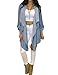 Memorose Women Spring Cuffed Sleeve Lapel Blue Denim Thin Coat Cardigan Jacket