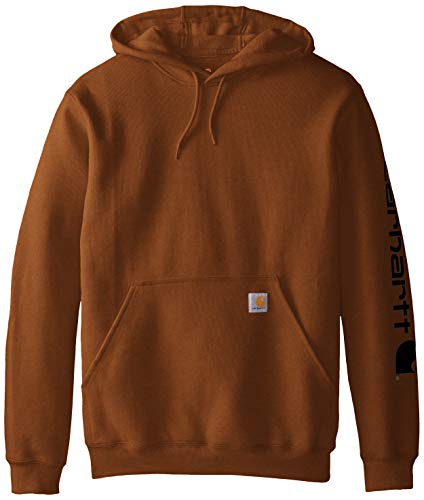 carhartt men's midweight signature sleeve logo hooded sweatshirt