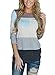 Womens o-neck Striped 3/4 Sleeve Floral Blouse Tops patchwork casual blouse Blue XXL