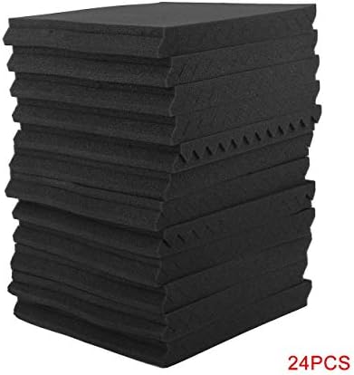24pcs Acoustic Panels Wedge Sound Proofing Foam Sheet Without Adhesive Backing Sound Absorption Foam Anti Noise Deadening