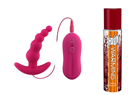 Anal vibrator with separate controller bundled with 4pa…