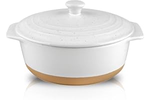 HVH Ceramic Casserole Dish with Lid Oven Safe, 2 Quart Round Casserole Dish Set, 9 Inches Round Baking Dish with Lid Oven Saf