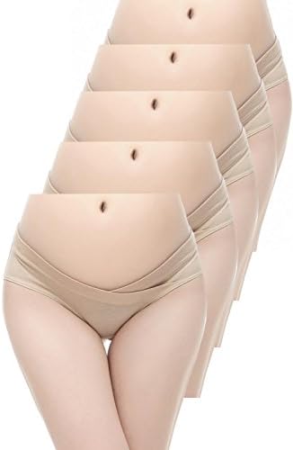 PIDAY Women's Under the Bump Cotton Maternity Hipsters Panties Multi Pack (Label L / US S, 5 pack skin)