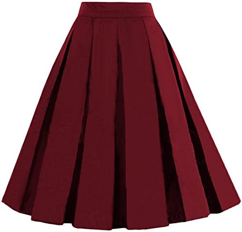 Women's Vintage A-line Printed Pleated Flared Midi Skirts