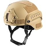 OneTigris MICH 2000 Style ACH Tactical Helmet with NVG Mount and Side Rail (Sandy)