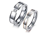 U2U Jewelry Steel 0102 Clear CZ Couples Engagement Wedding Bands Rings For Men Women