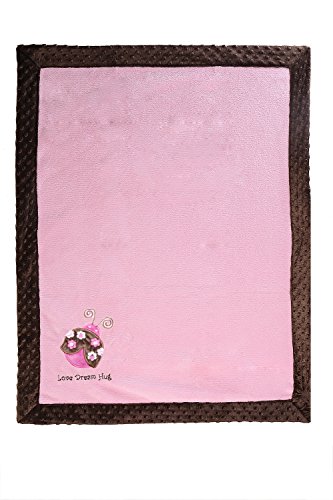 Bacati Ladybug Velor Baby Plush Blanket, Pink/Chocolate