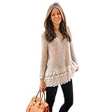Creazy® Women Long Sleeve Shirt Lace Blouse Slim Knitwear Tops T-Shirt (M)