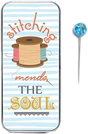 Magnetic Sewing Needle Case with Counting Pin Blue Stitching Mends the Soul