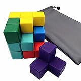 AlleTechPlus Soma Cube Wood Tetris Puzzle Box 7 Colorful Bricks Cube Stacking Blocks Games with A Carry Bag