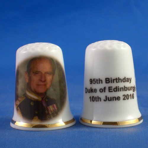 Porcelain China Collectable Thimble - Prince Philip 95th Birthday -- Free Gift Box