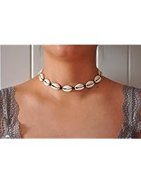 Asooll - Gargantilla de concha marina para playa, collar de punto trenzado, joyería para mujeres y niñas, Talla libre