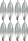 General Electric 66107 Crystal Clear 60-Watt, 650-Lumen Bent Tip Light Bulb with Candelabra Base, 8-Pack