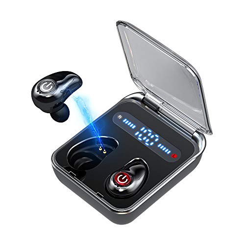 Wireless Earbuds Bluetooth 5.0 Headphones Meetone 36H Playtime Stereo Hi-Fi Sound Built-in Mic Cordless Earphones for Android iPhone in-Ear Headset with LED Battery Display Charging Case(Black)
