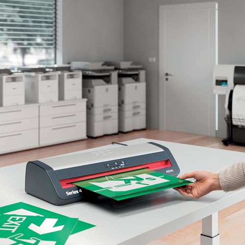 GBC 4410071EU – Laminator 250HS Home Office A3, Fast Heating in 1 Minute, 75-125 Microns, Anti-jamming, Automatic Shut-Off, Includes 5 A4 Laminating Sleeves, Black/Red