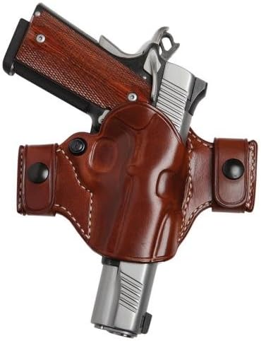 El Paso Saddlery Snap Off Compact Outside the Waistband Holster Right Hand Glock 17, 19, 26, 22, 23, 27, 31, 32, 33 Leather Russet Brown