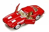 New 1:38 KINSMART DISPLAY - RED 1963 CHEVROLET CORVETTE STINGRAY Diecast Model Car By KINSMART