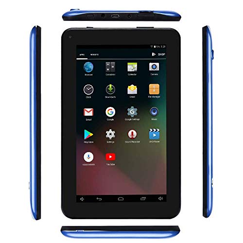 Haehne 7 Inches Tablet PC – Google Android 6.0 Quad Core, 1024 x 600 Screen, 2.0MP 0.3MP Dual Camera, 1G RAM 16GB ROM, 2800mAh, WiFi, Bluetooth (Blue)