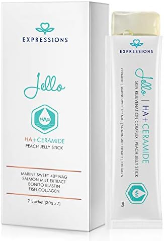 HA+Ceramide PEACH JELLY STICK Double Anti-aging Effect Promote the Synthesis of Fish Collagen Bonito Elastin Marine Sweet 40 Mag - 20g - 7Sachet